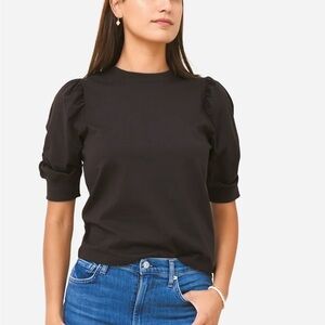 FRAME The Frankie Black Puff Sleeve T-Shirt Top Size Large GUC